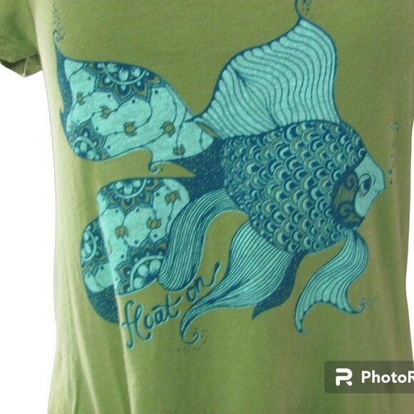 SOUL FLOWER LADIES GREEN FISH TSHIRT - Picture 3 of 9